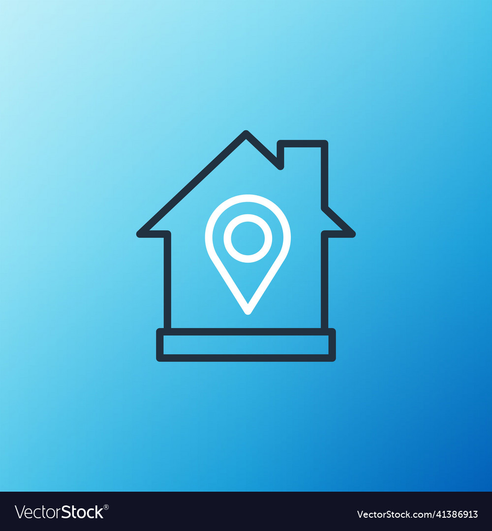 Line map pointer with house icon isolated on blue vector image Line map pointer with house icon isolated on blue