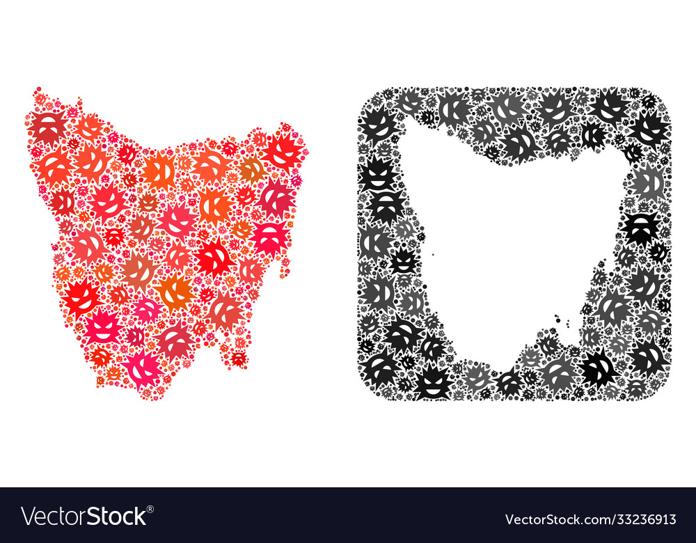 Map tasmania island - flu virus collage vector image Map tasmania island - flu virus collage