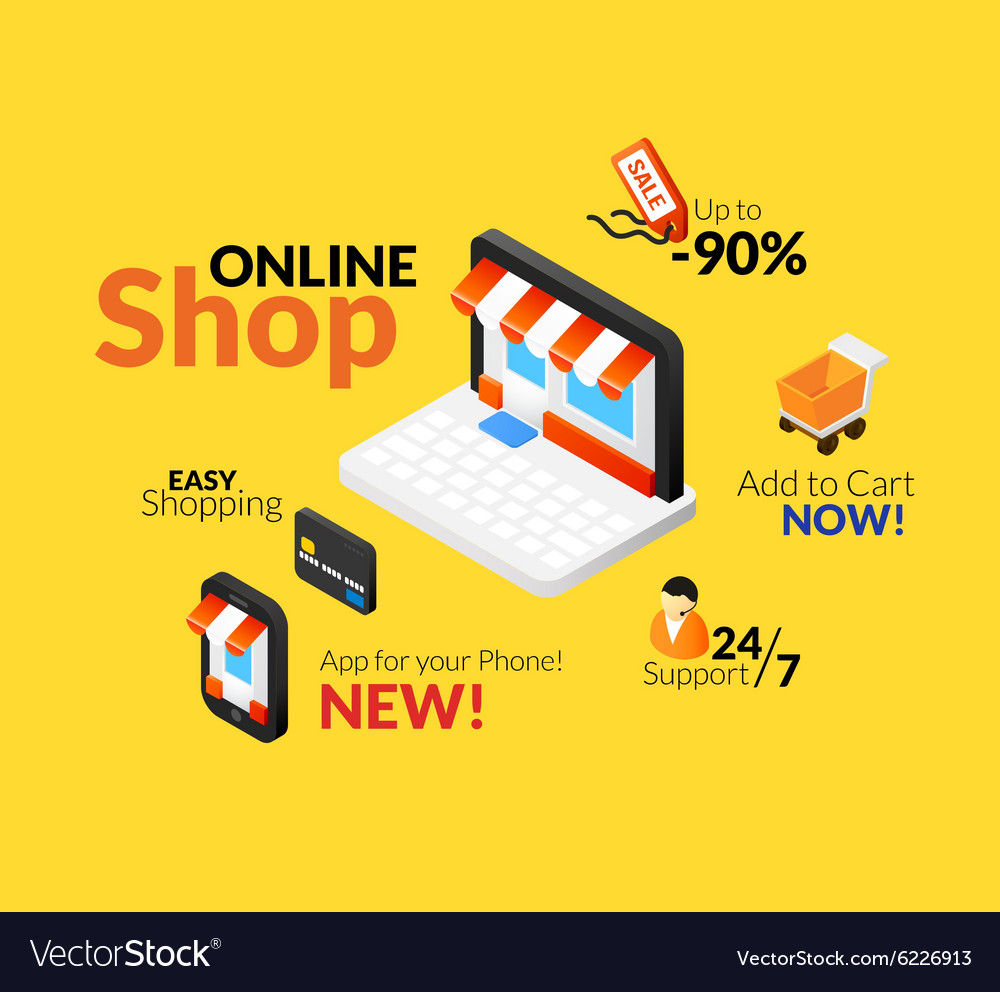 Online shopping logo set