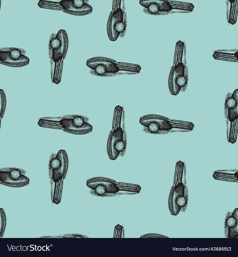 Ping pong racket engraved seamless pattern