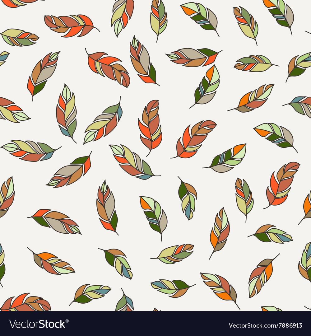 Seamless pattern of feathers doodle