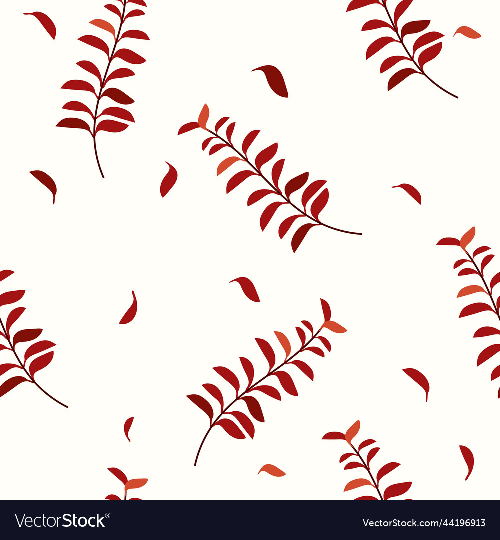 Seamless patterns with red leaves and petals vector image Seamless patterns with red leaves and petals
