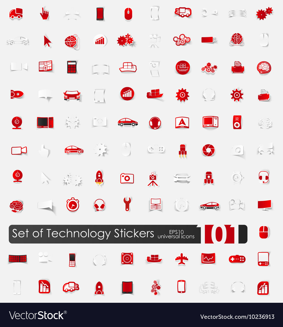 Set of technology stickers Royalty Free Vector Image