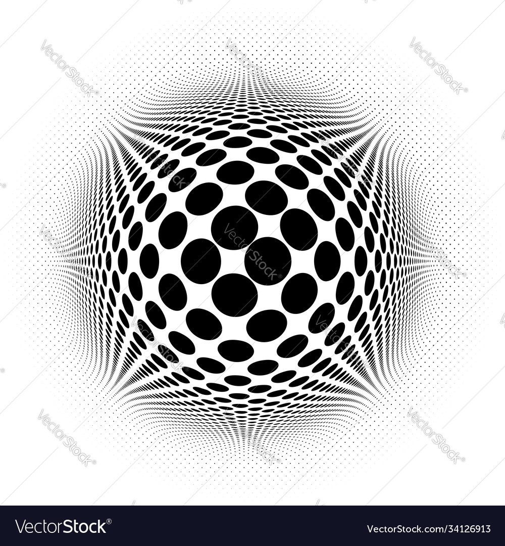 Spherical distortion halftone dots element orb vector image Spherical distortion halftone dots element orb
