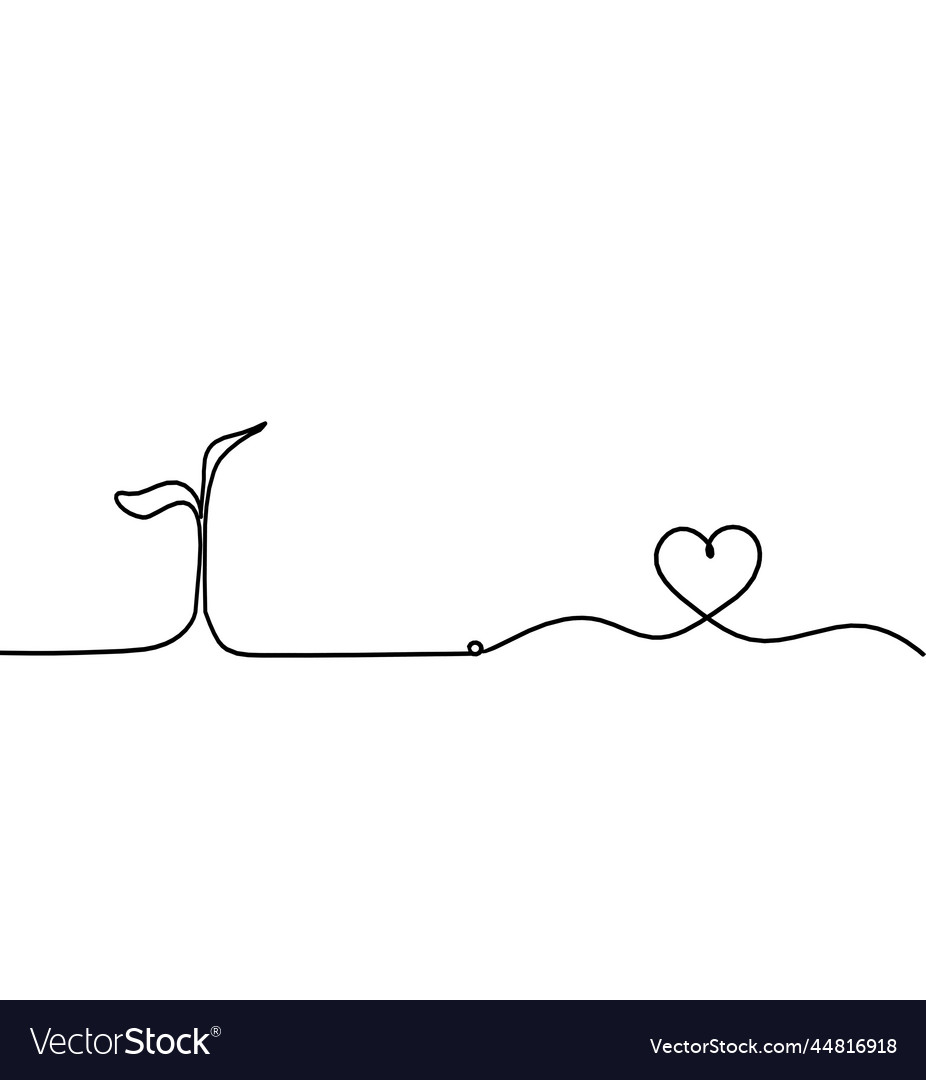 Abstract tree with heart as line drawing