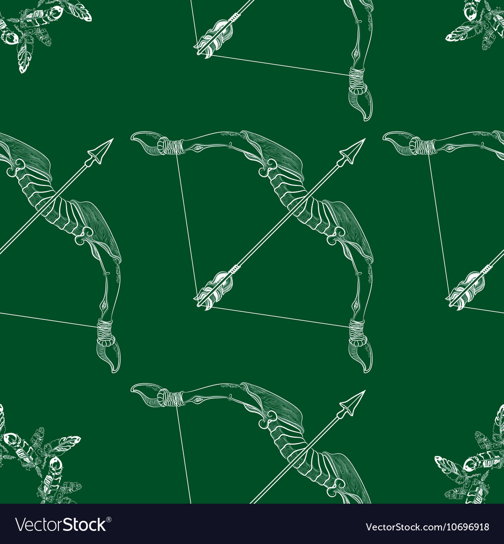 Arrows bows and feathers seamless pattern