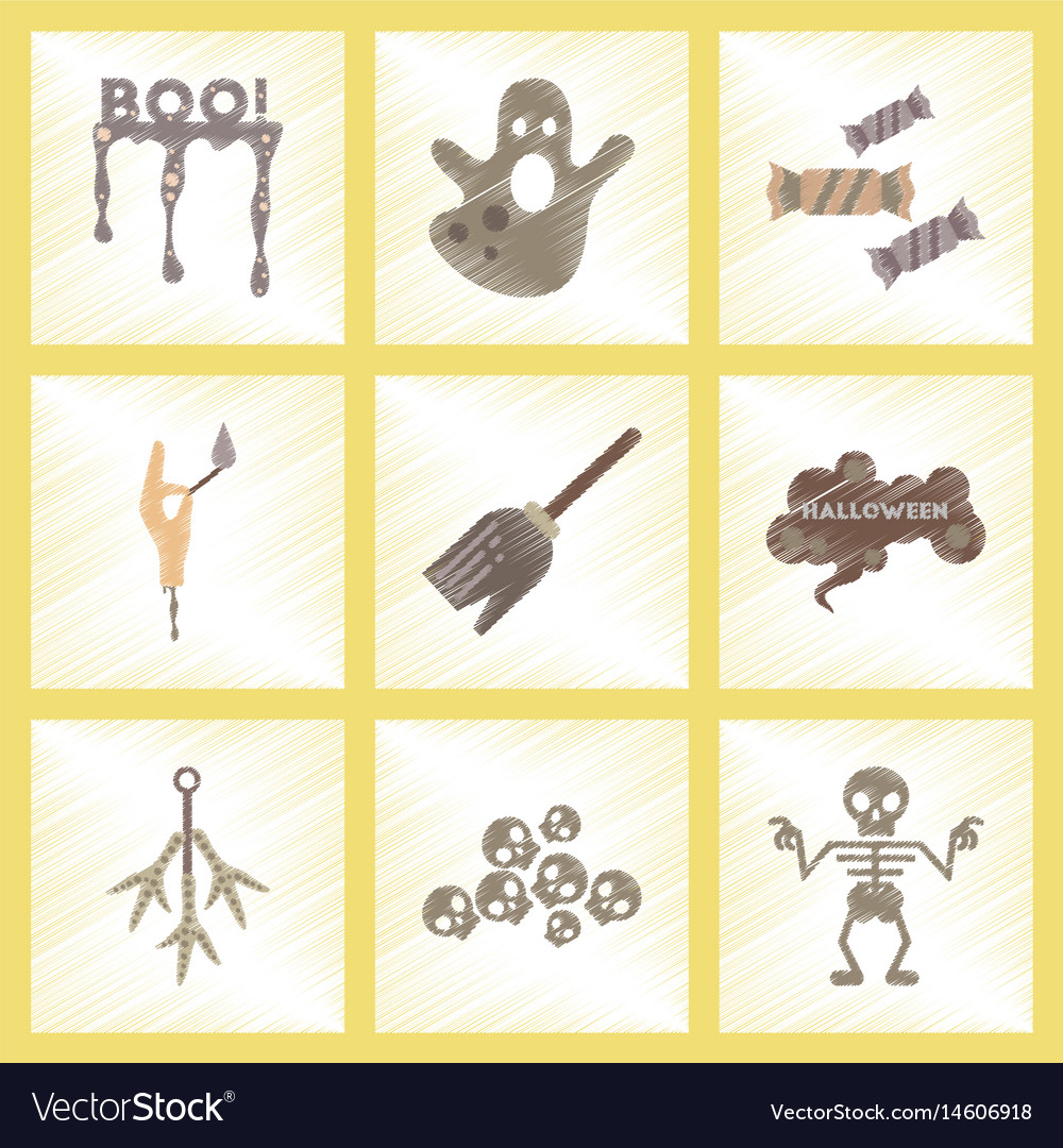 Assembly flat shading style icons halloween boo