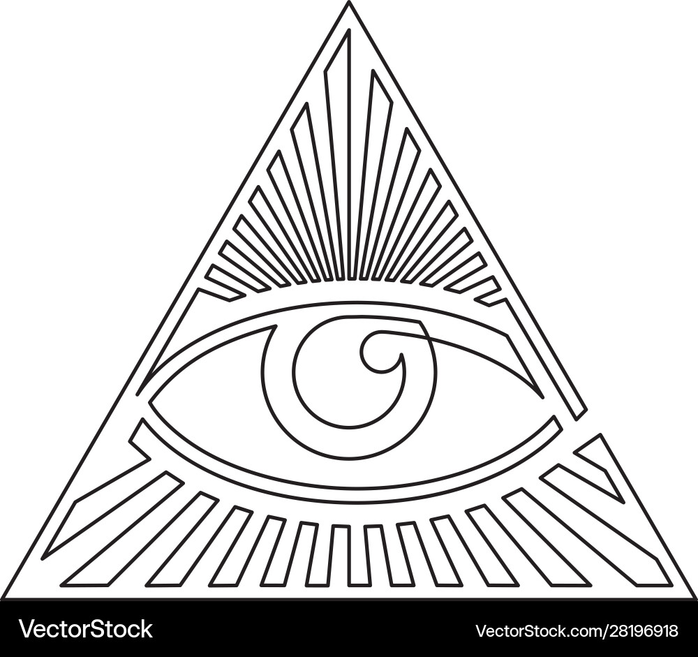 Black and white eye providence one line icon Vector Image