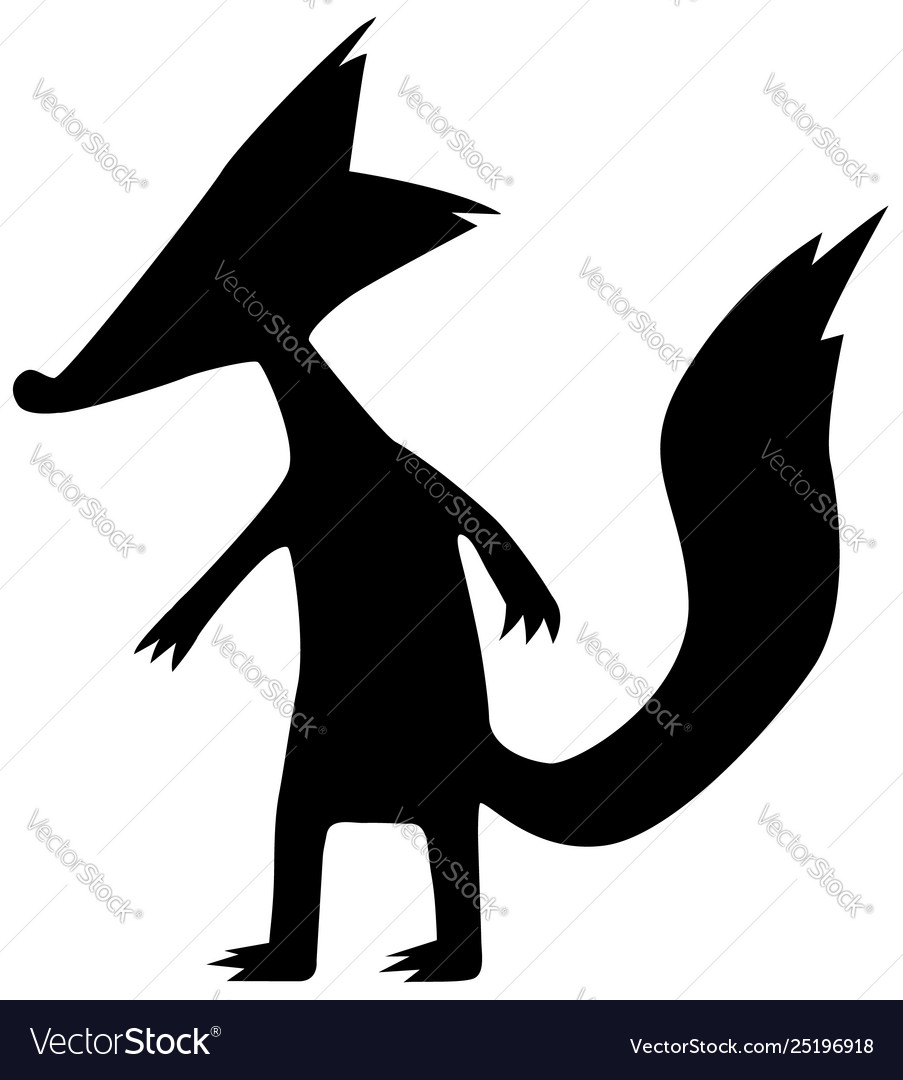 Black fox cartoon silhouette Royalty Free Vector Image