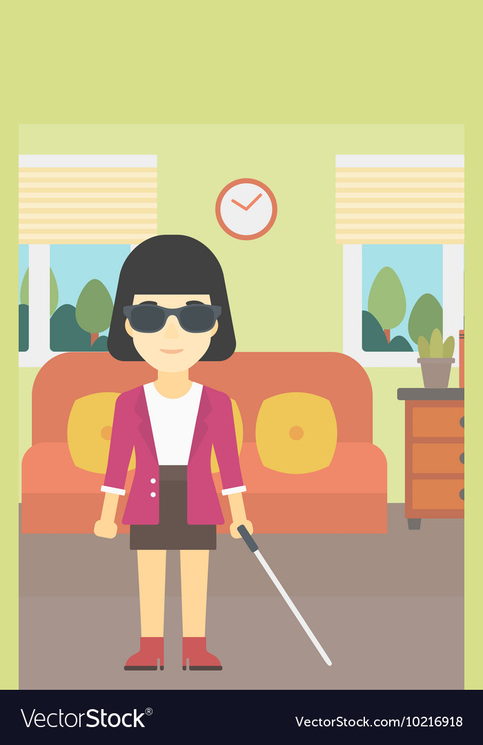 Blind woman with stick