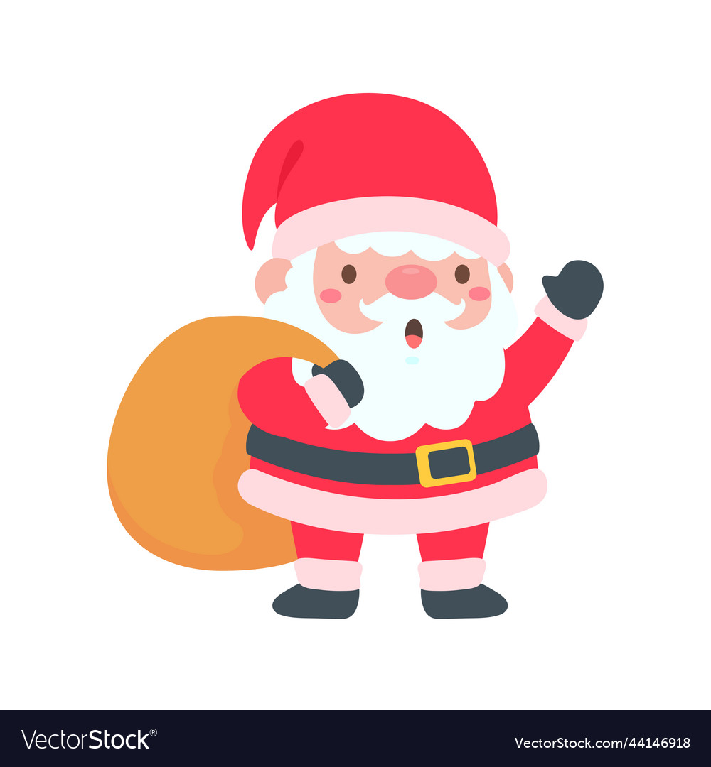 Cartoon santa wearing red knitted hat Royalty Free Vector