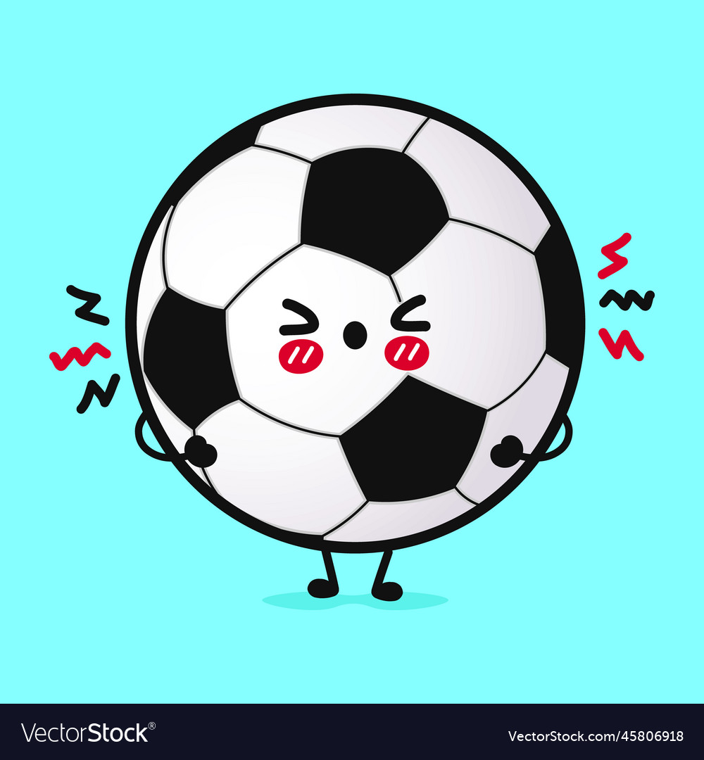 Cute angry soccer ball character hand