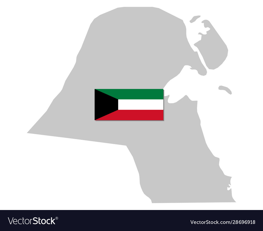 Flag and map kuwait