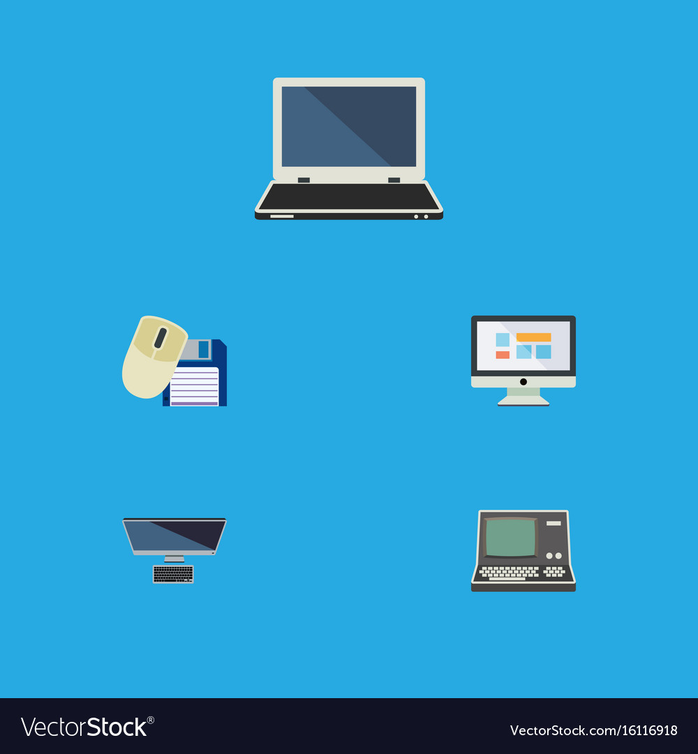 Flat icon laptop set of notebook pc computer