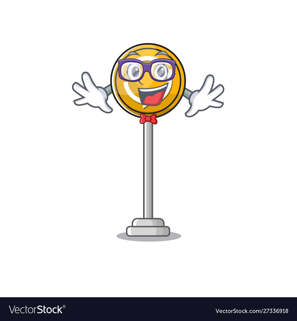 Geek roundabout ahead character isolated vector image Geek roundabout ahead character isolated