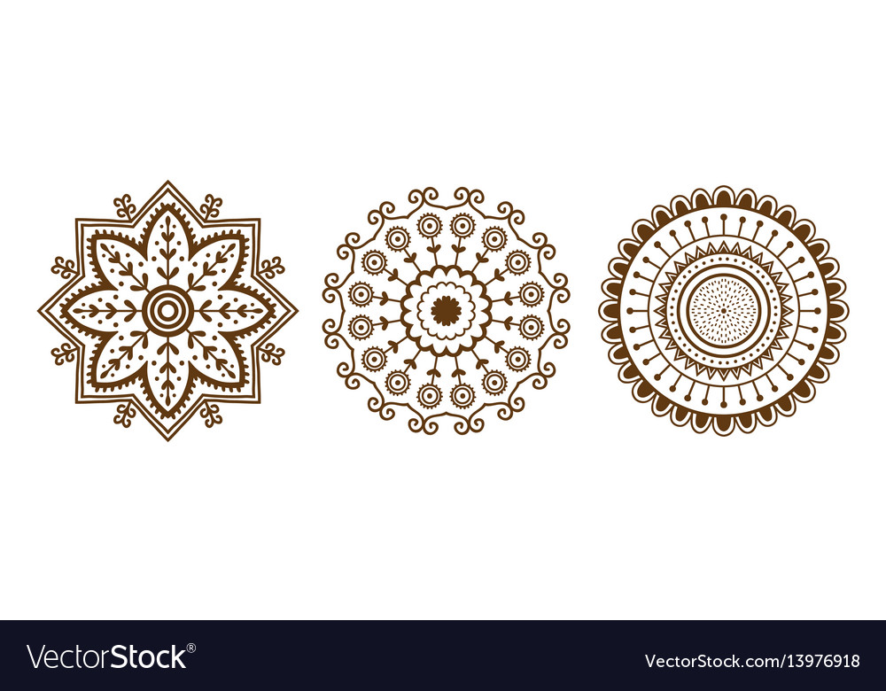 henna tattoo brown mehndi flower template doodle vector image