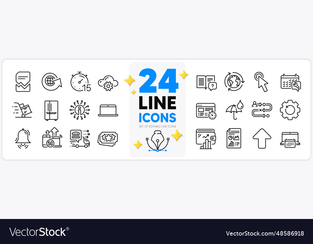 Icons set of outsourcing web timer and report vector image Icons set of outsourcing web timer and report