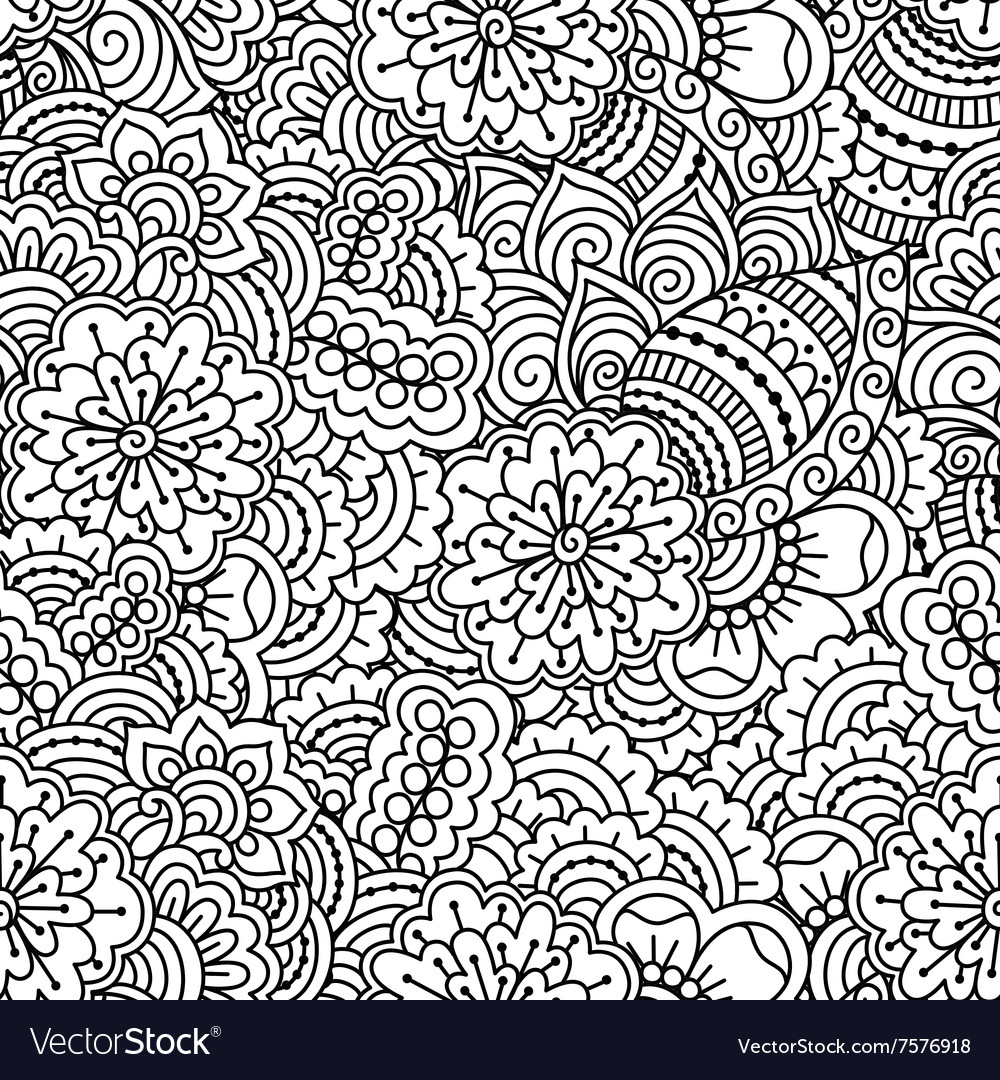 Intricate Black and White Floral Pattern