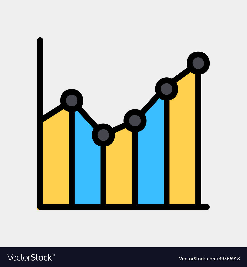 Line chart icon in filled style for any vector image Line chart icon in filled style for any