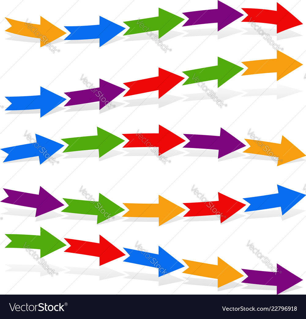 Multicolored arrows sequence process continuity