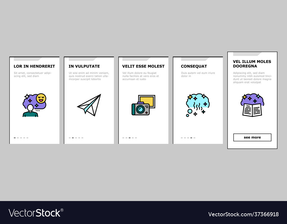 Nostalgia and memory onboarding icons set