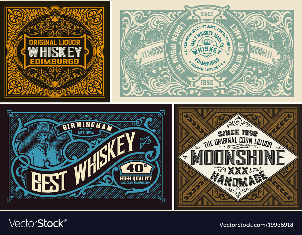 Retro card set 4 templates layered Royalty Free Vector Image