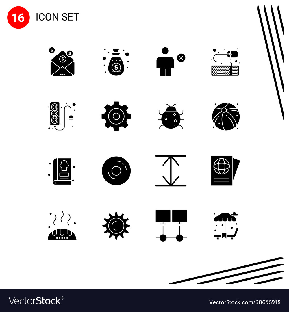 Set 16 modern ui icons symbols signs for plug