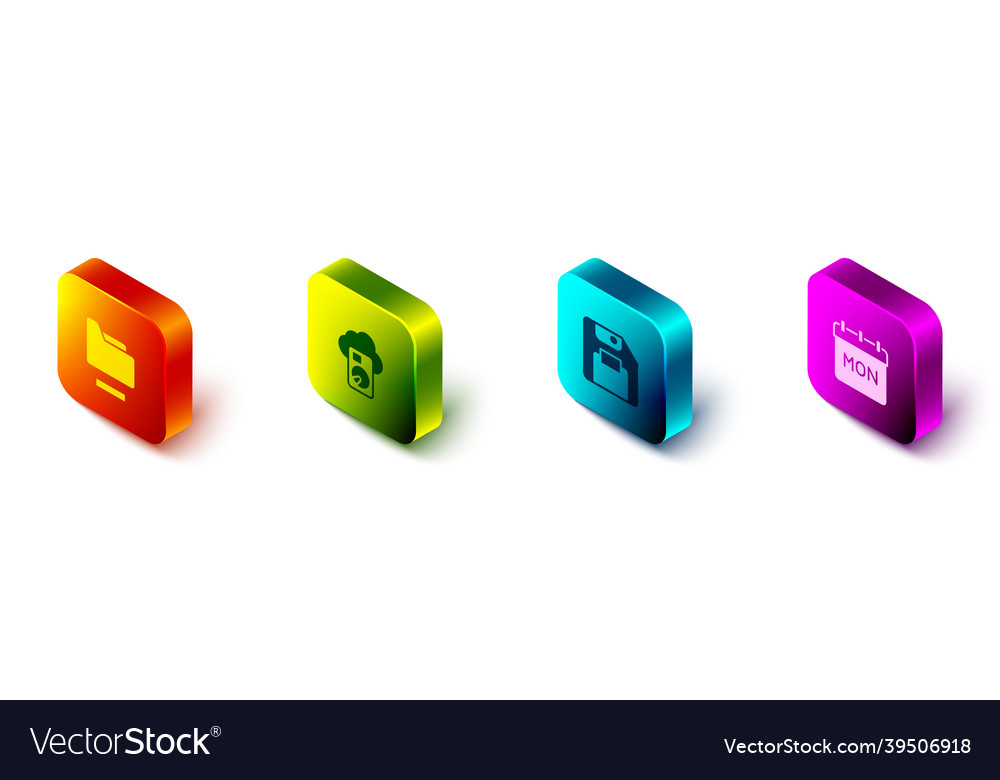 Set isometric document folder cloud database