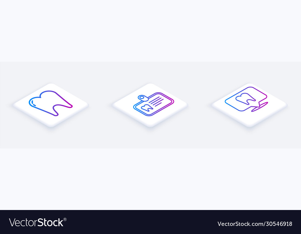 Set isometric line tooth id card