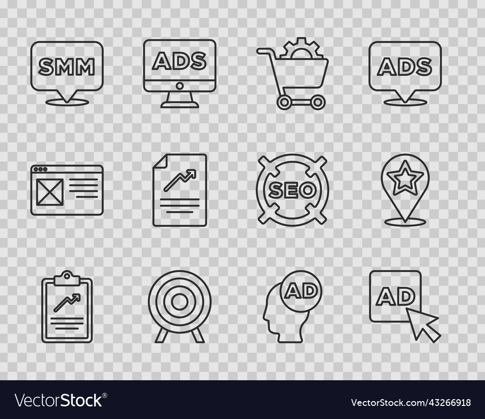 Set line clipboard with graph chart advertising vector image Set line clipboard with graph chart advertising