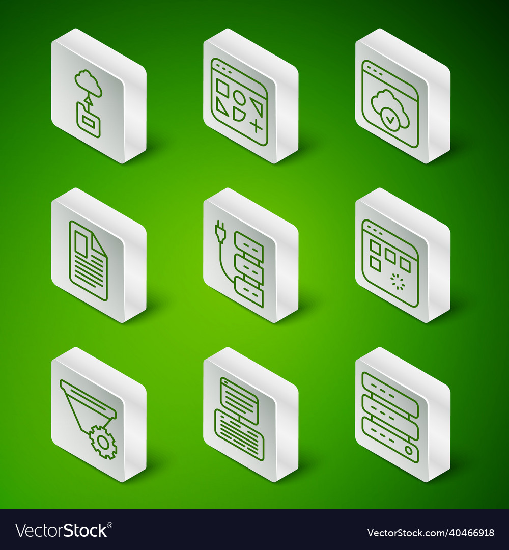 Set line server data web hosting cloud vector image Set line server data web hosting cloud