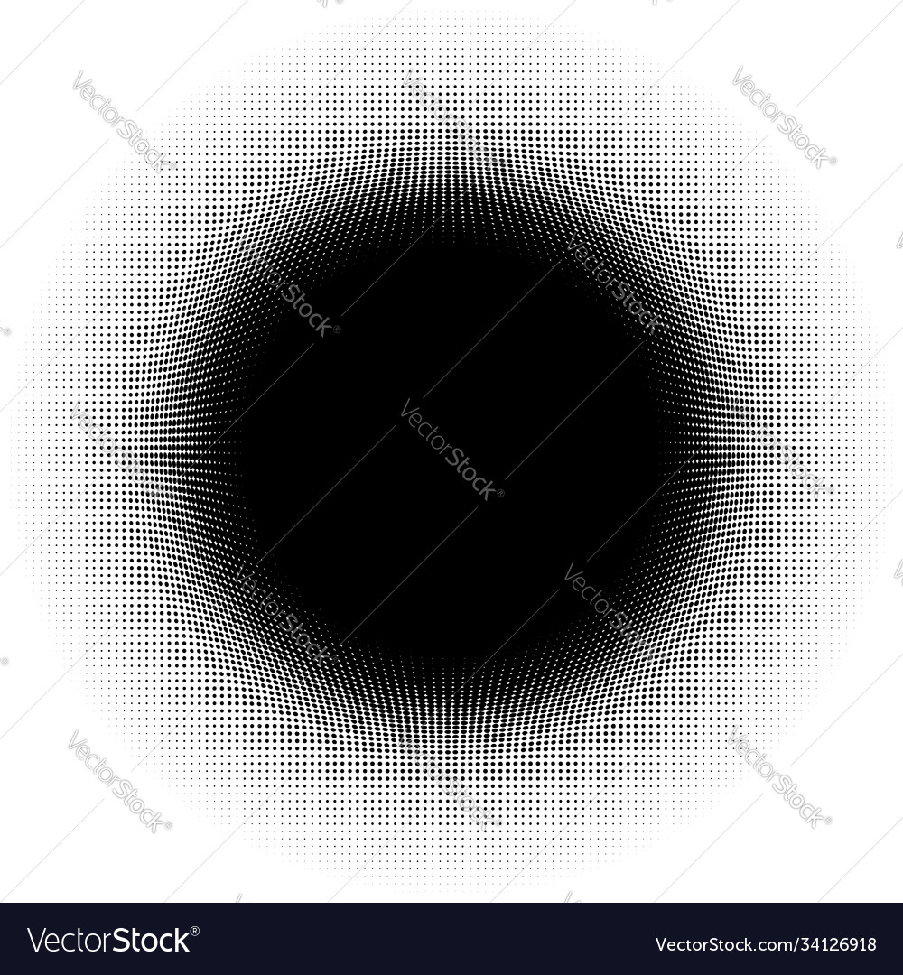 Spherical distortion halftone dots element orb vector image Spherical distortion halftone dots element orb