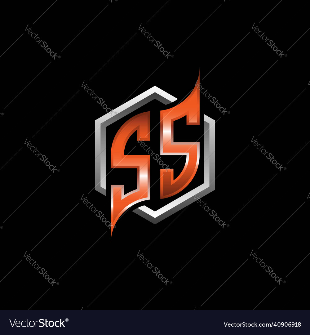 Ss monogram geometric orange with hexagonal