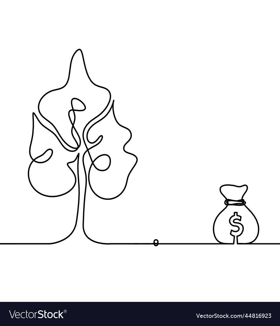 Abstract tree with dollar as line drawing