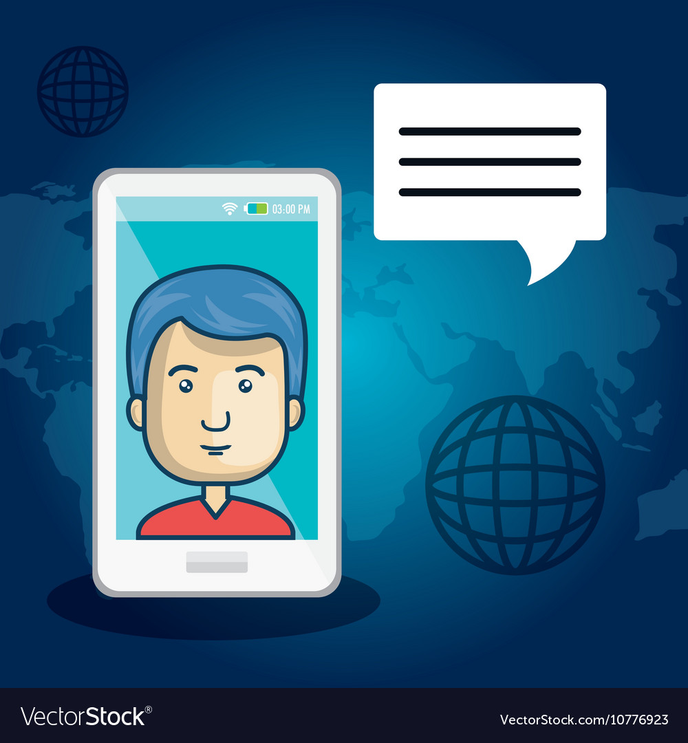 Avatar man with smartphone device