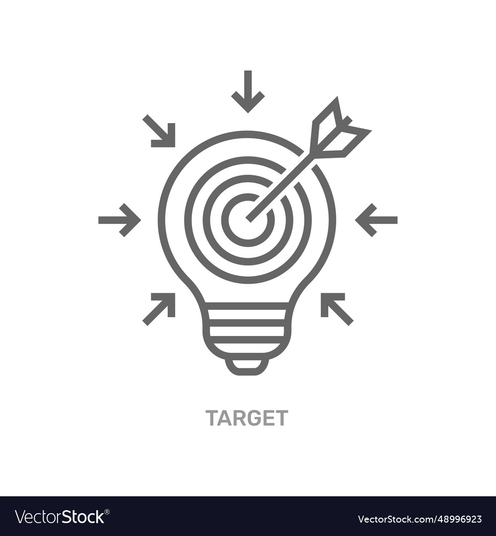 Bulb and target icon with arrow eps Vector Image Bulb and target icon with arrow eps
