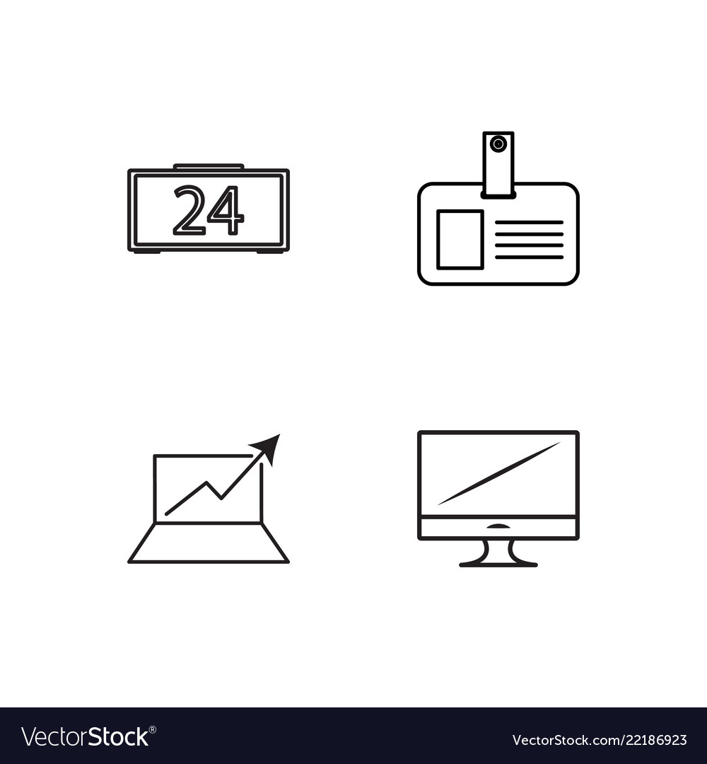 Business simple outlined icons set