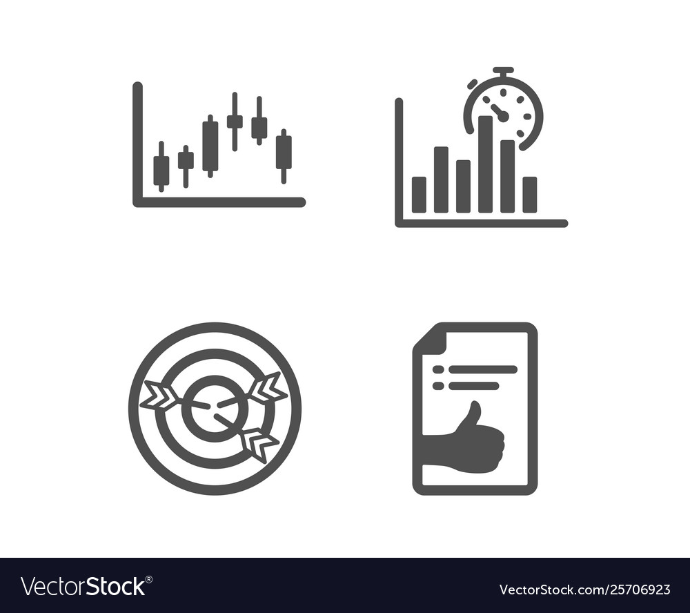 Candlestick graph targeting and report timer vector image Candlestick graph targeting and report timer