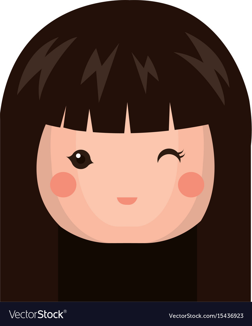 Cute little japanese doll head Royalty Free Vector Image Cute little japanese doll head Royalty Free Vector Image