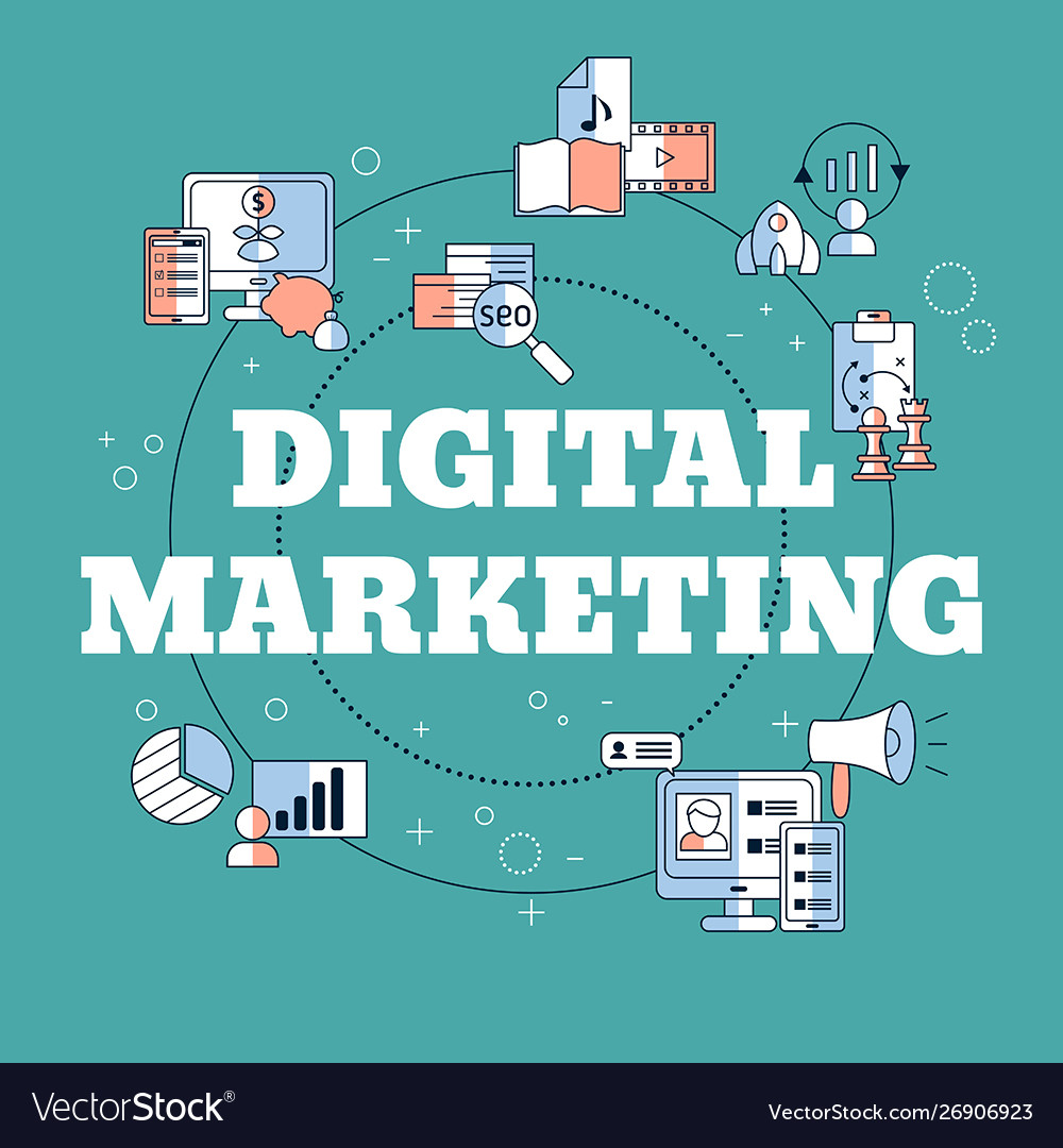 Digital marketing and digital technologies Vector Image