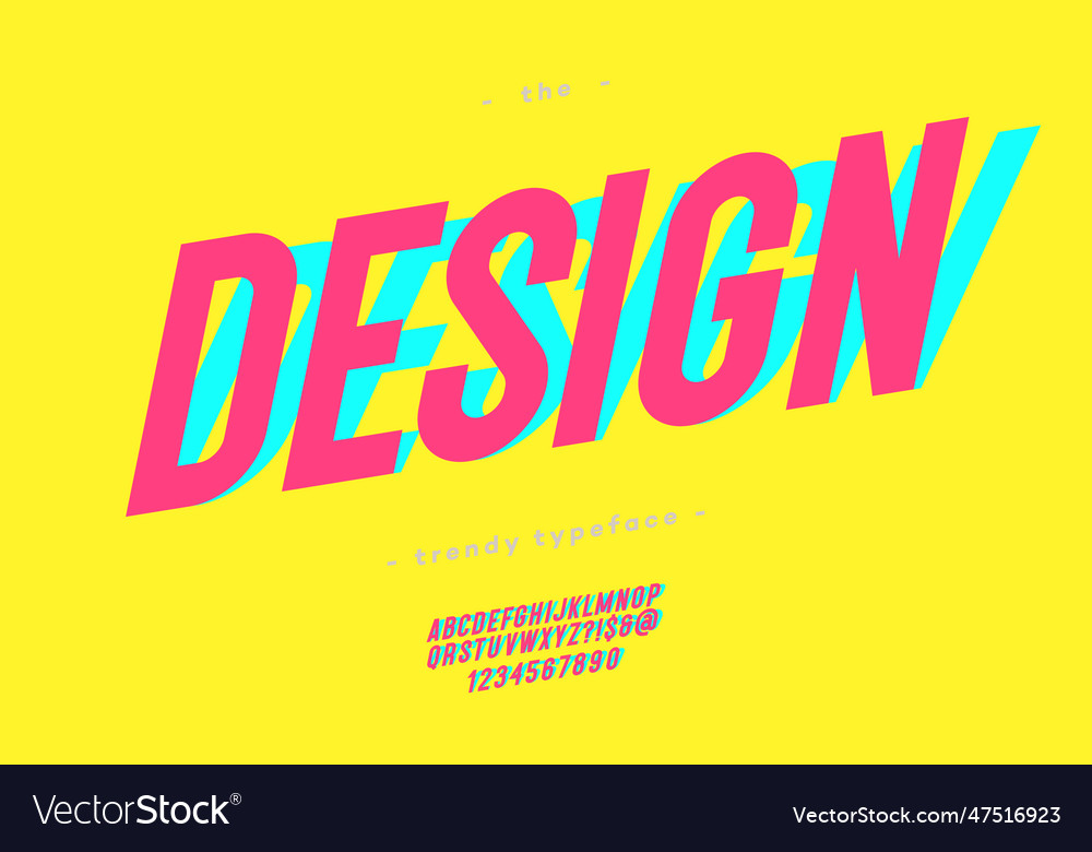 Font design set 3d style vector image Font design set 3d style