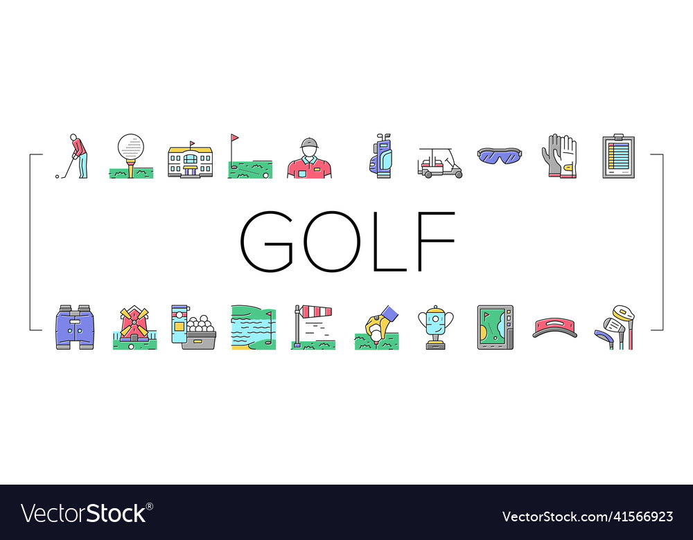 Golf sportive game on playground icons set