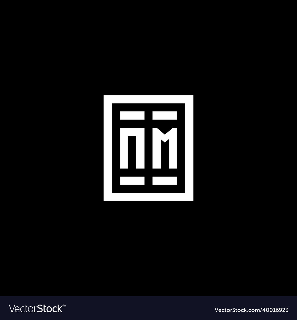 Nm Initial-Logo mit quadratischer rechteckiger Form