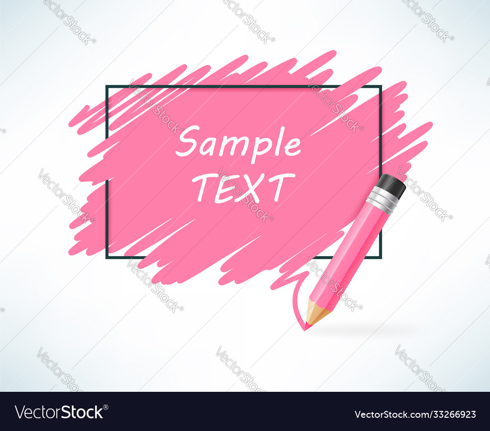 Pink color pencil and text box with copy space vector image Pink color pencil and text box with copy space