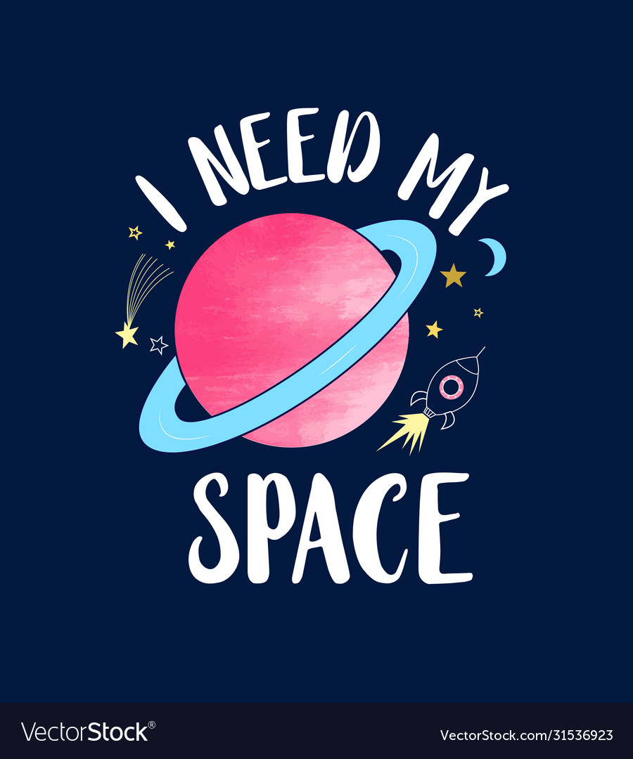 Saturn print design with slogan vector image Saturn print design with slogan