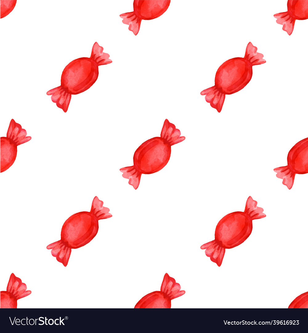 Seamless pattern with candy in a red wrapper vector image Seamless pattern with candy in a red wrapper
