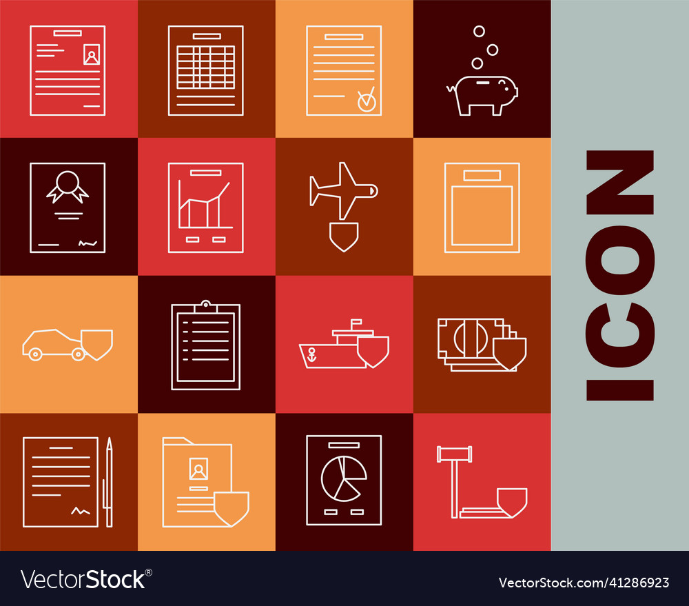 Set line judge gavel with shield money empty vector image Set line judge gavel with shield money empty