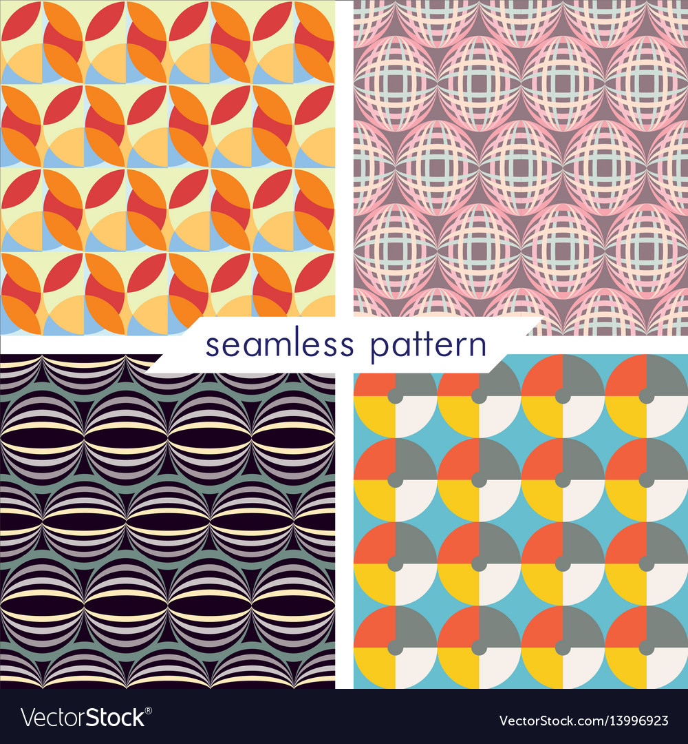 Set of four seamless geometrical patterns 13 Vector Image Set of four seamless geometrical patterns 13
