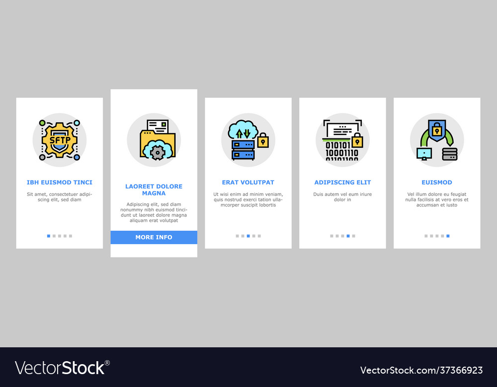 Ssh sftp file transfer protocol onboarding icons vector image Ssh sftp file transfer protocol onboarding icons