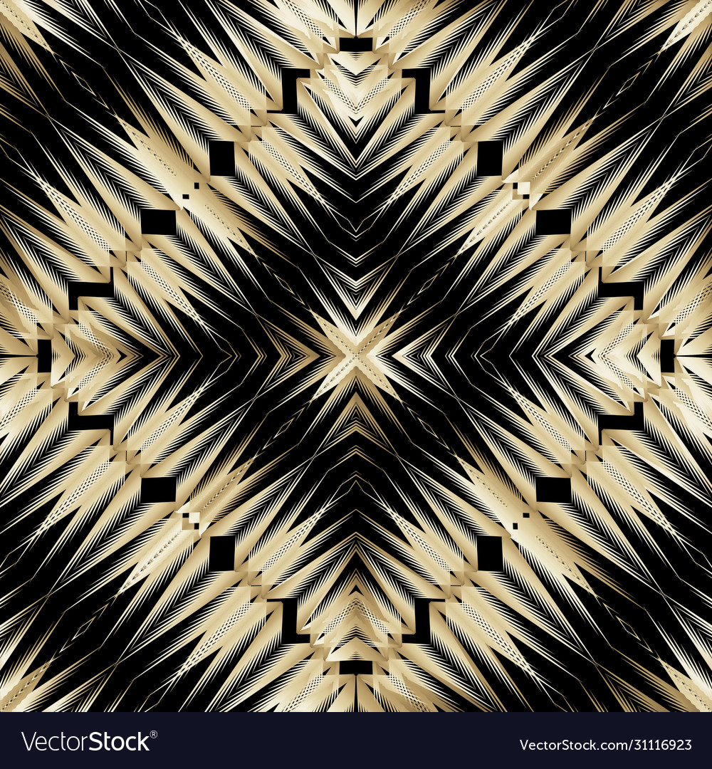 Zigzag lines 3d seamless pattern gold vector image Zigzag lines 3d seamless pattern gold
